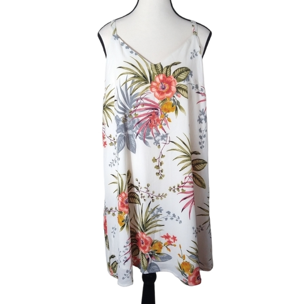Umgee tropical floral strappy beachy spring summer lined mini dress‎